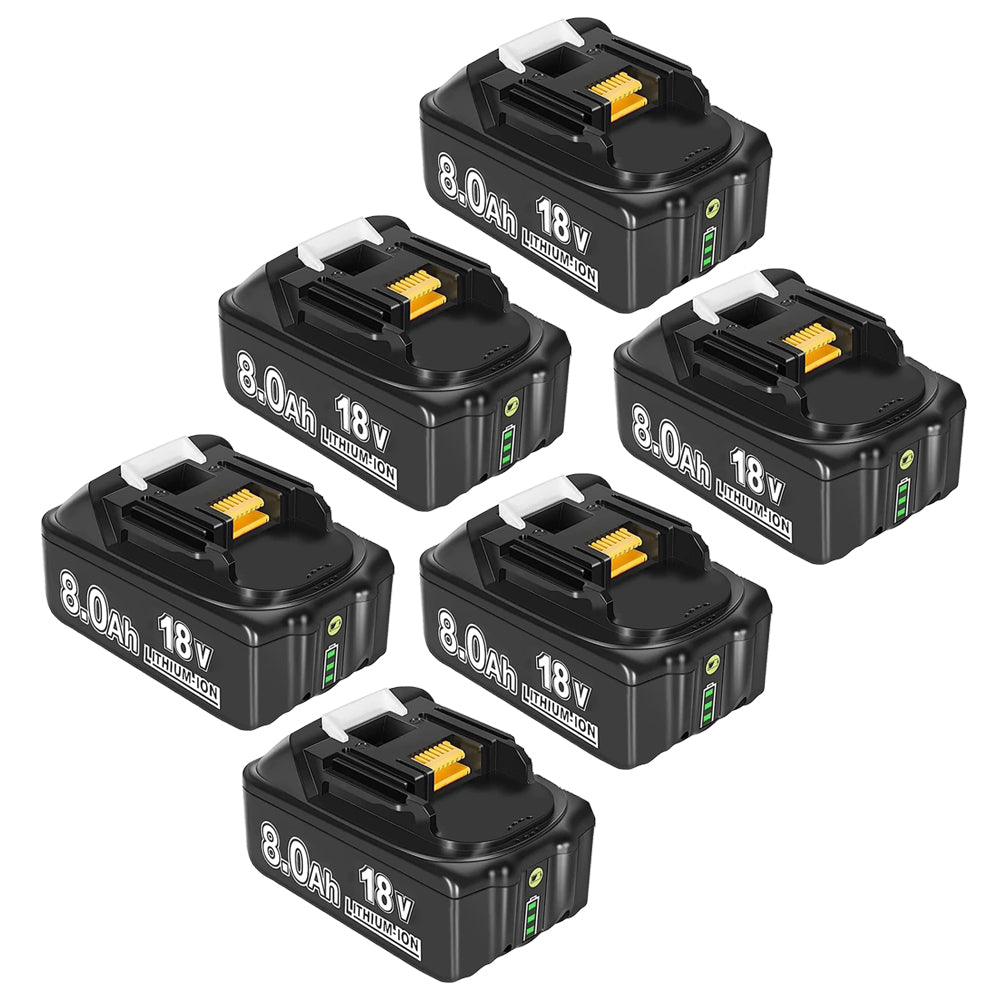 18V 5AH BL1850B replacement battery for Makita with LED 6 pieces