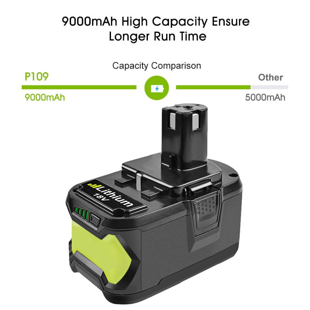 18V 9AH replacement battery for Ryobi Lithium P102 P105 P107 P108 P109  Ryobi One+ Cordless Tool