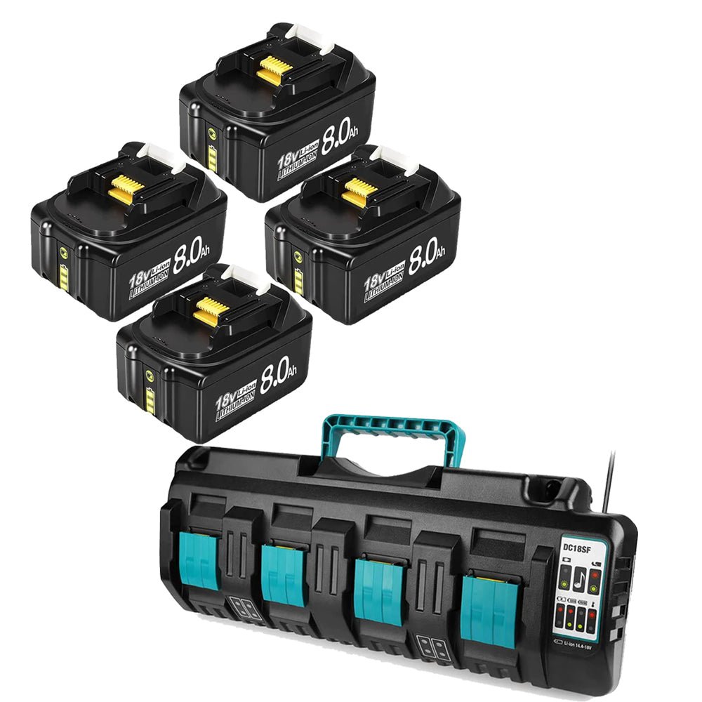 Chargeur Lithium-ion à 4 ports 18V DC18SF pour Makita 14.4V-18V Batterie au  lithium BL1890B BL1860 BL1850B BL1430 – Dasbatteries