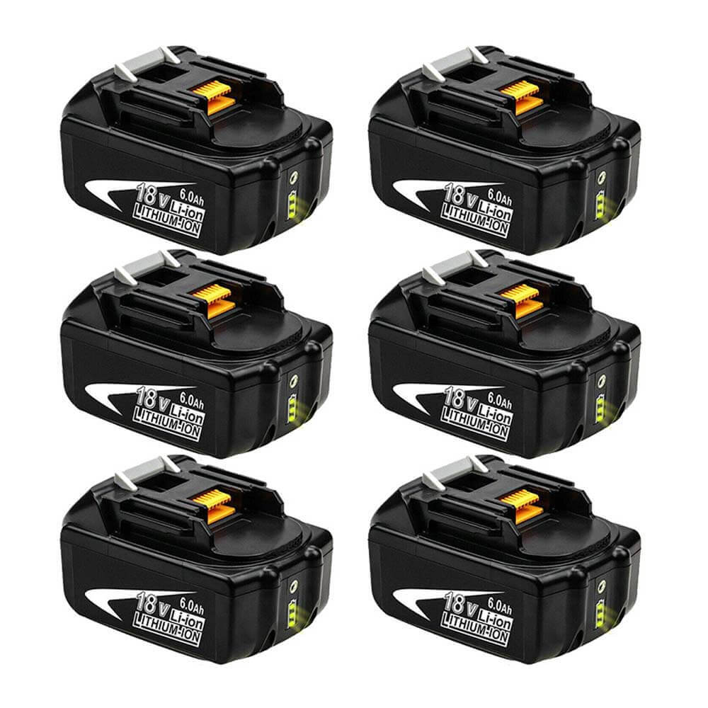 18V 6AH BL1860B replacement battery for Makita with LED 6 pieces/compatible  with Makita 18V BL1830B BL1860B BL1820 LXT-400