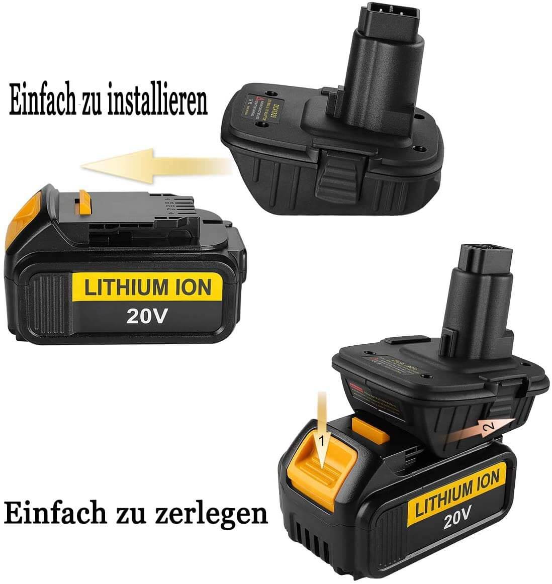 Adaptateur de roue d’alimentation avec fusible et interrupteur, adaptateur  de batterie sécurisé pour batterie au lithium Dewalt 20v, pack de 2