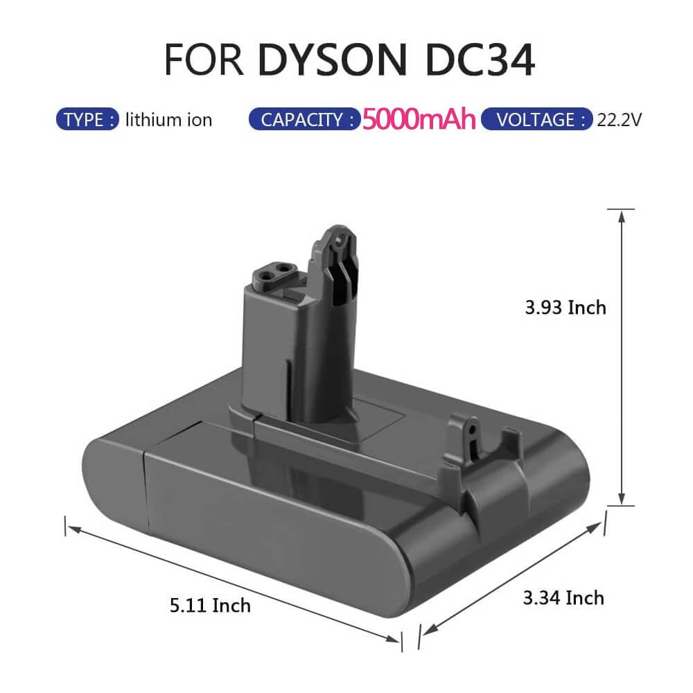UPDALIET DC35 22.2V 5AH pour la batterie de remplacement Dyson Li-ion Type  B (non approprié Type A) DC31 DC34 DC45 (Type non approprié A)