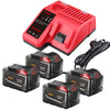 For Milwaukee 18V 9.0Ah Li-ion Battery Ersate X2 AND For Milwaukee Battery Charger 12V-18V