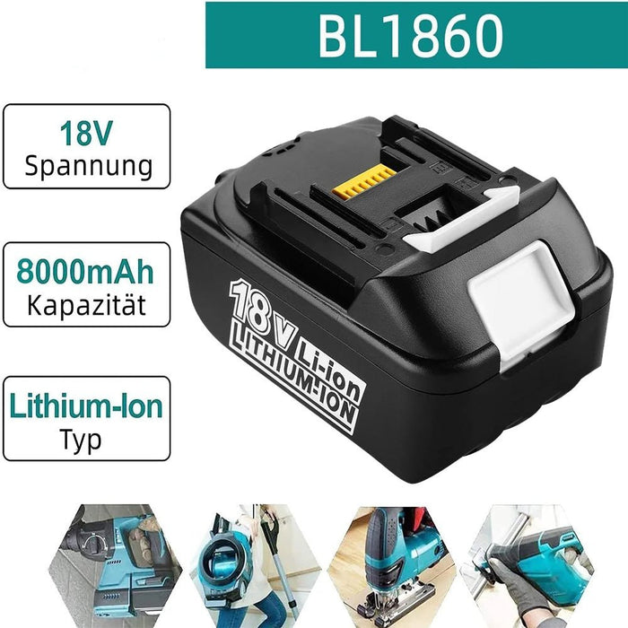 18V 8Ah BL1860 Ersatzakku für Makita 10 - Stück/Kompatibel mit Makita 18V BL1830B BL1860B BL1820 LXT - 400 - Dasbatteries