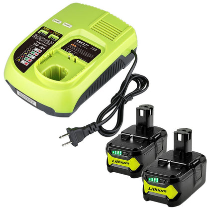 2 18V 5.5Ah Ersatzakku für Ryobi Lithium ONE+ Cordless Tool+3A 12V - 18V Ersatz Ladegerät für Ryobi ONE+ P108 P107 P104 P105 P102 P103 Werkzeuge Akku - Dasbatteries