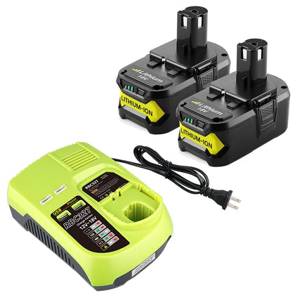 2 18V 6.5Ah Ersatzakku für Ryobi Lithium ONE+ Cordless Tool+3A 12V - 18V Ersatz Ladegerät für Ryobi ONE+ P108 P107 P104 P105 P102 P103 Werkzeuge Akku - Dasbatteries