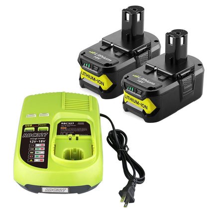 2 18V 6Ah Ersatzakku für Ryobi Lithium ONE+ Cordless Tool+3A 12V - 18V Ersatz Ladegerät für Ryobi ONE+ P108 P107 P104 P105 P102 P103 Werkzeuge Akku - Dasbatteries