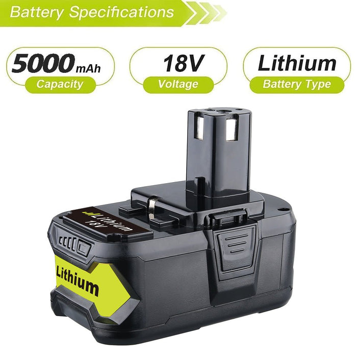 2 STÜCK für Ryobi 18V 5Ah Ersatzakku Lithium P102 P103 P105 P107 P108 P109 Ryobi ONE+ Cordless Tool - Dasbatteries