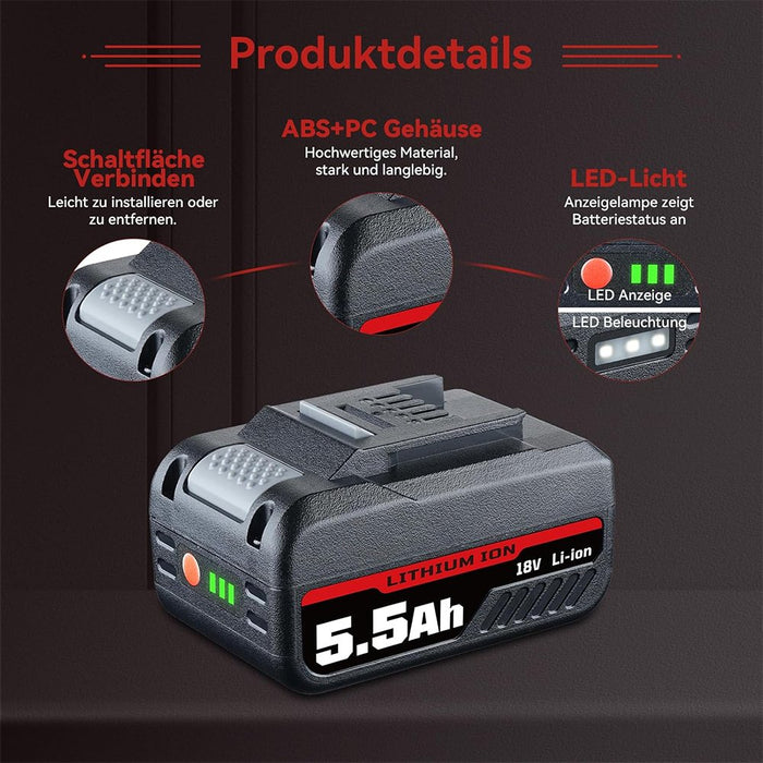 18V 5,5Ah Ersatzakku Für Einhell Power X-Change – Lithium-Ionen, PXC Kompatibel, NEU, 5 Jahre Garantie
