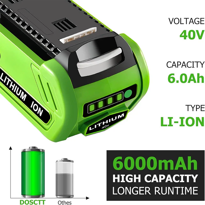 For GreenWorks 40V 6.0Ah Battery Replacement | Lithium Battery 29472 29462 Battery For GreenWorks 40V G-MAX Power Tools - Triple-Batteries