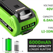 For GreenWorks 40V 6.0Ah Battery Replacement | Lithium Battery 29472 29462 Battery For GreenWorks 40V G-MAX Power Tools - Triple-Batteries