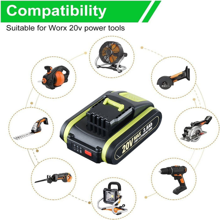 20V Max 3.8Ah Lithium Batterie für Worx WXL1805A WA3520 WA3575 WA3578 WA3551 WG160 3 - Stück - Dasbatteries