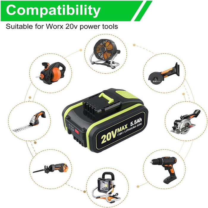 20V Max 5.5Ah Lithium Batterie für Worx WA3579 WA3520 WA3575 WA3578 WA3525 WG160 3 - Stück - Dasbatteries