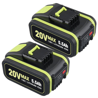 20V Max Lithium Batterie für Worx WA3579 WA3520 WA3575 WA3578 WA3525 WG160 5.5Ah 2-Stück - Dasbatteries