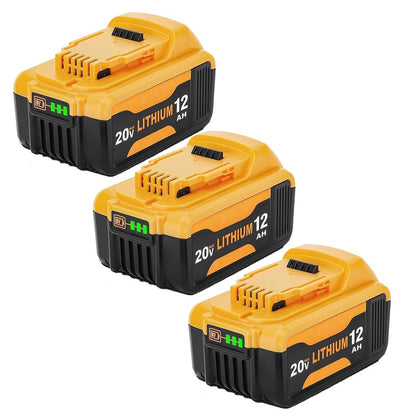 3 Stück Ersatzakku für Dewalt 20V 12Ah Akku DCB206 DCB207 DCB200 DCB180 Li - Ionen - Akku Kompatibel mit Dewalt 20V DCD/DCF/DCG Serie Werkzeuge - Dasbatteries