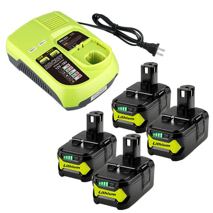 4 18V 6.5Ah Ersatzakku für Ryobi Lithium ONE+ Cordless Tool+3A 12V - 18V Ersatz Ladegerät für Ryobi ONE+ P108 P107 P104 P105 P102 P103 Werkzeuge Akku - Dasbatteries