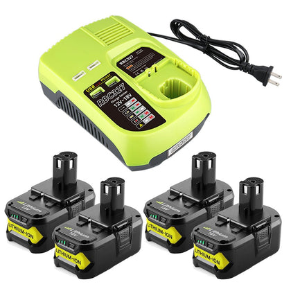 4 18V 6Ah Ersatzakku für Ryobi Lithium ONE+ Cordless Tool+3A 12V - 18V Ersatz Ladegerät für Ryobi ONE+ P108 P107 P104 P105 P102 P103 Werkzeuge Akku - Dasbatteries