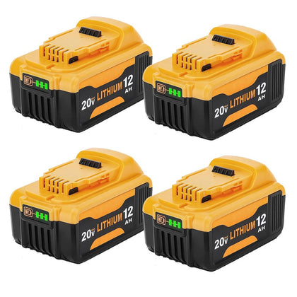 4 Stück Ersatzakku für Dewalt 20V 12Ah Akku DCB206 DCB207 DCB200 DCB180 Li - Ionen - Akku Kompatibel mit Dewalt 20V DCD/DCF/DCG Serie Werkzeuge - Dasbatteries