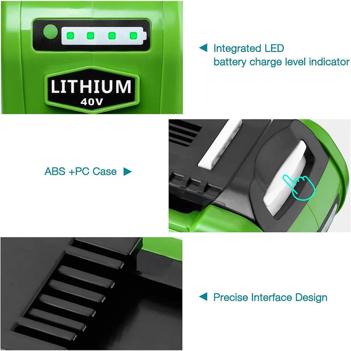 For GreenWorks 40V 8.0Ah Battery Replacement | Lithium Battery 29472 29462 Battery For GreenWorks 40V G-MAX Power Tools - Triple-Batteries