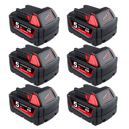 for Milwaukee 18V Battery Replacement / 6.0Ah Li-ion Battery 4 Pieces