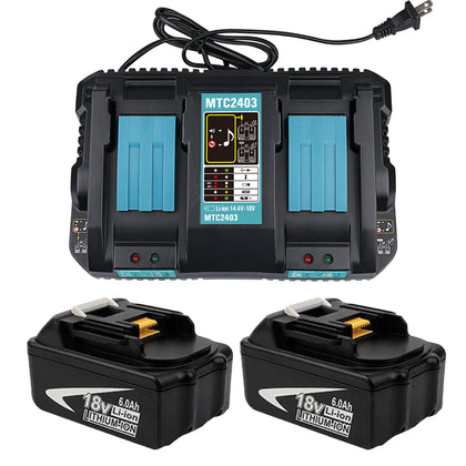 BL1860 6AH & Dual Port Laderät Starter Pack / Remplacement Charter pour Makita 18V Charger de batterie DC18rd Makita 18V LXT Lithium-ion Battery