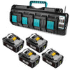 BL1860B 6AH e Caricatore a ioni di litio 18V a 4 porte DC18SF per Makita 14.4V-18V Batteria al litio BL1890B BL1850B BL1430