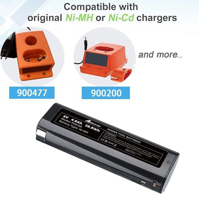 6V 4.8Ah für Paslode 404717 Ni - CD Ersatzakku Black 2 STÜCK/ IM350 BCPAS - 404717HC B20544E 900420 - Dasbatteries