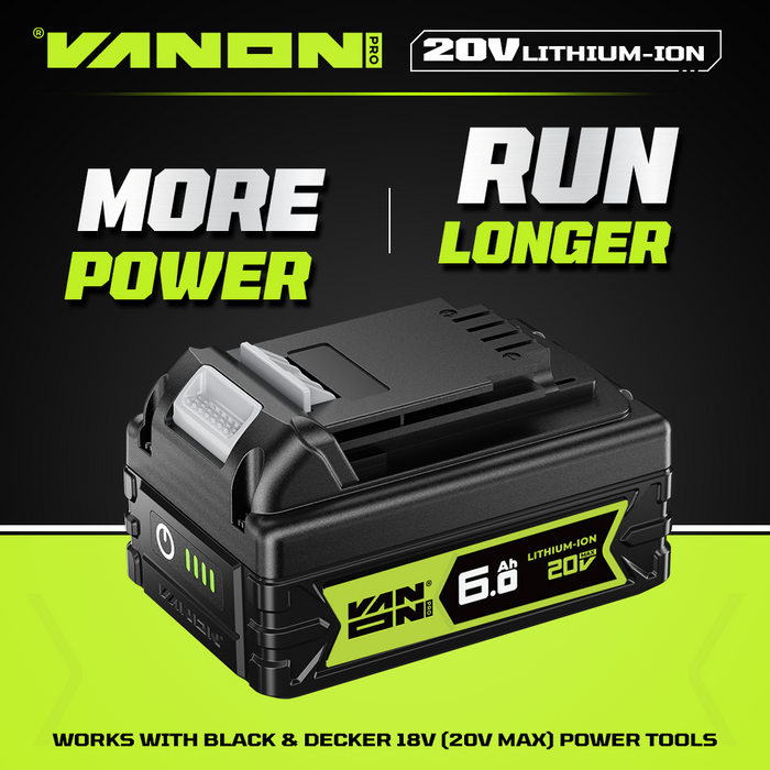 Für Black and Decker 20V Max LBXR20 Akku 6Ah Ersatz-VANON PRO