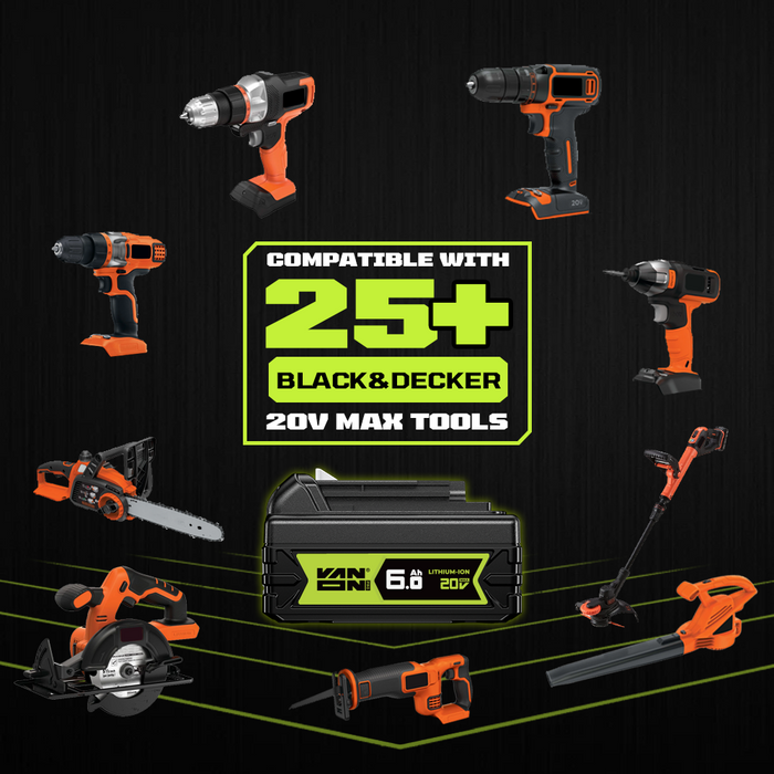 Für Black and Decker 20V Max LBXR20 Akku 6Ah Ersatz-VANON PRO