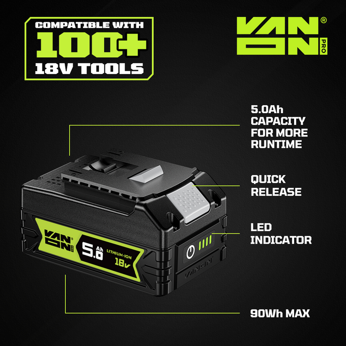 VANON PRO Für Bosch 18V BAT610G Akku 5Ah Ersatz