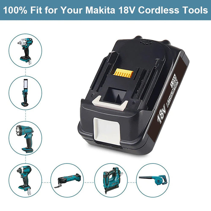 Abverkauf | Für Makita 18V 3.0Ah Akku Ersatz BL1815 BL1830 2 - Stück mit 14.4V - 18V Schnellladegerät für Makita DC18RC 3.0Ah - Dasbatteries