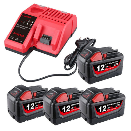 Abverkauf | Für Milwaukee 18V 12.0Ah Li - ion Akku Ersate X4 UND Für Milwaukee Batterieladegerät 12V - 18V - Dasbatteries