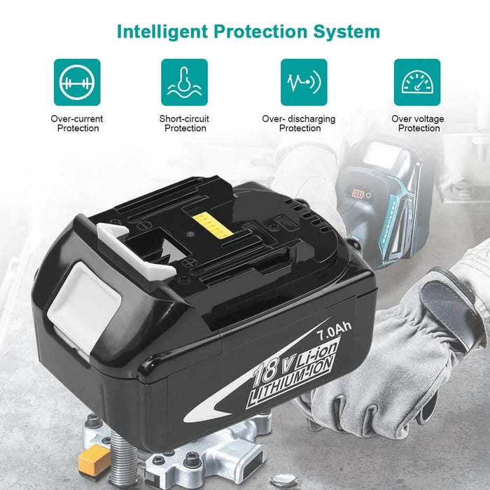 BL1860 18V 7.0Ah Ersatzakku für Makita 10 - Stück/Kompatibel mit Makita 18V BL1830B BL1860B BL1820 LXT - 400 - Dasbatteries