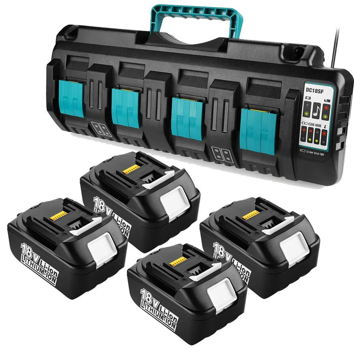 BL1860 8Ah für Makita & 4 - Port 18V Lithium - Ionen - Ladegerät DC18SF 14,4V - 18V Lithiumbatterie BL1890 BL1860 BL1850 BL1430 - Dasbatteries