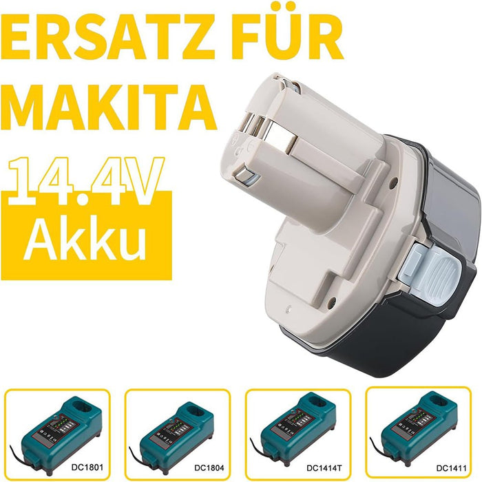 für Makita 14.4V 4.8Ah Ni - MH Ersatzakku | 1422 1420 1433 1434 1435 1435F - Dasbatteries