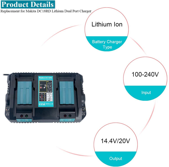 für Makita BL1890B 9Ah & Dual Port Ladegerät Starter Pack/Ersatz ladegerät 18V Batterieladegerät DC18RD Makita 18V LXT Lithium - Ionen - Akku - Dasbatteries