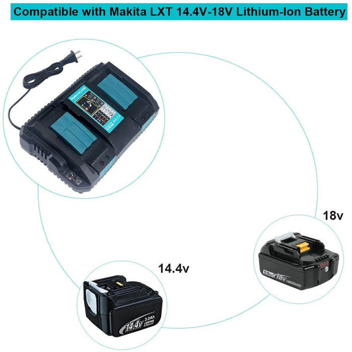 für Makita BL1890B 9Ah & Dual Port Ladegerät Starter Pack/Ersatz ladegerät 18V Batterieladegerät DC18RD Makita 18V LXT Lithium - Ionen - Akku - Dasbatteries