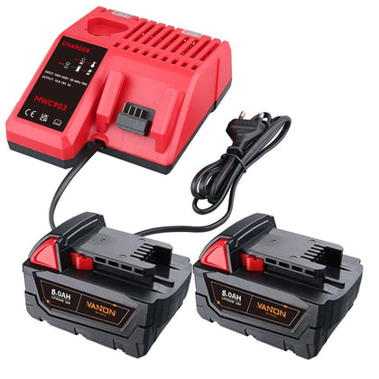 Für Milwaukee 18V 8.0Ah Li - ion Akku Ersate X2 UND Für Milwaukee Batterieladegerät 12V - 18V - Dasbatteries