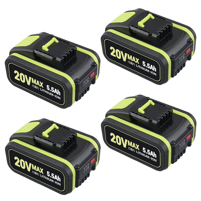 Für Worx WA3520 WA3575 20V Max 5.5Ah Lithium Batterie X4 UND Für Worx WA3880 18V (20V MAX) schnelladegerät 1 stunde Ladegerät - Dasbatteries