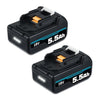 18V 5.5Ah BL1850B Ersatzakku für Makita mit LED 2-Stück/Kompatibel mit Makita 18V BL1830B BL1860B BL1820 LXT-400 - Dasbatteries