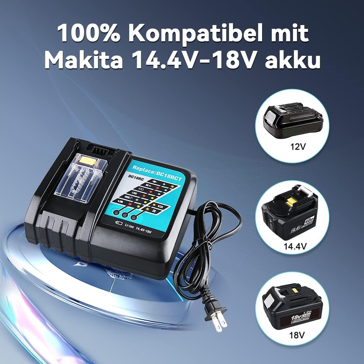18V 5.5Ah BL1850B Ersatzakku für Makita mit LED 2-Stück/Kompatibel mit Makita 18V BL1830B BL1860B BL1820 LXT-400 - Dasbatteries