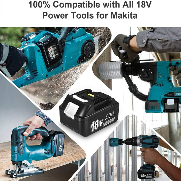 18V 5Ah BL1850B Ersatzakku für Makita mit LED 4-Stück/Kompatibel mit Makita 18V BL1830B BL1860B BL1820 LXT-400 - Dasbatteries