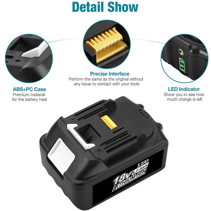 thumbnail image 2 of 18V Charger For Makita Lithium-Ion Batteries – Fits BL1830, BL1840, BL1850, BL1860 2 of 4