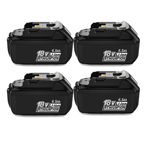 18V 6.5AH BL1860 replacement battery for Makita 4 piece compatible with Makita 18V BL1830B BL1860B BL1820 LXT 400