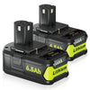 2 STÜCK 18V 6.5Ah Ersatzakku für Ryobi Lithium P102 P103 P105 P107 P108 P109 Ryobi ONE+ Cordless Tool - Dasbatteries