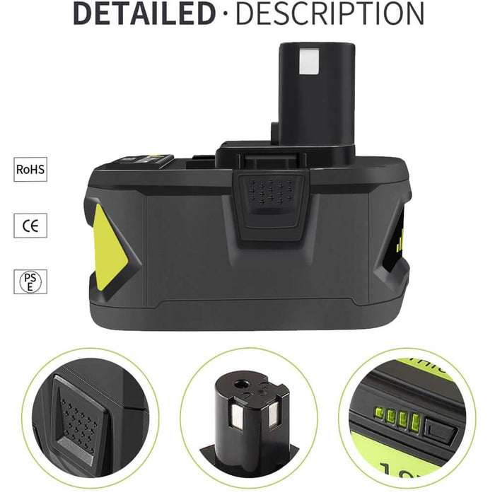 2 STÜCK 18V 9Ah Ersatzakku für Ryobi Lithium P102 P103 P105 P107 P108 P109 Ryobi ONE+ Cordless Tool - Dasbatteries