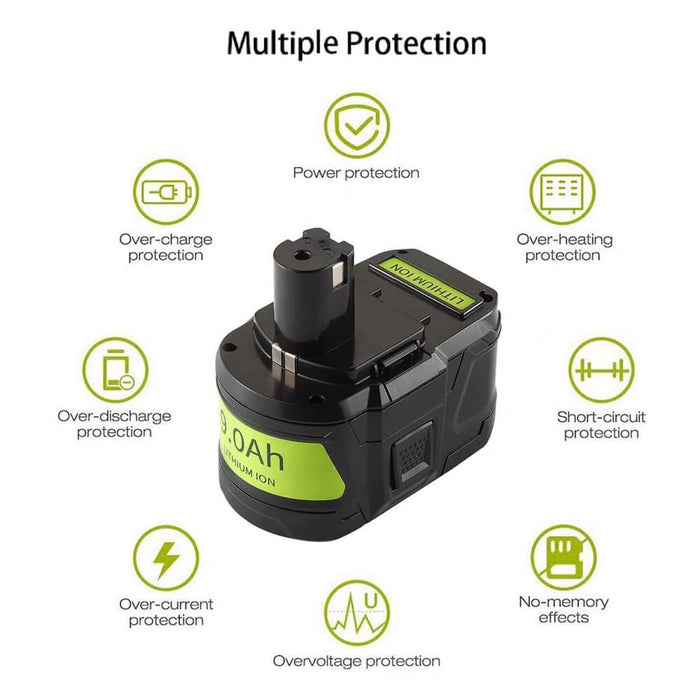 2 STÜCK 18V 9Ah Ersatzakku für Ryobi Lithium P102 P103 P105 P107 P108 P109 Ryobi ONE+ Cordless Tool - Dasbatteries