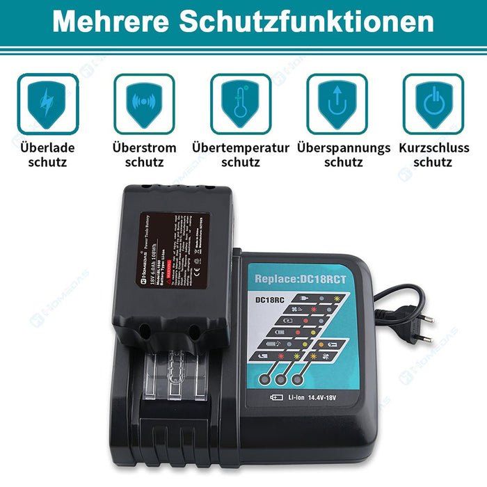 2BL1850 für Makita + DC18RC 3.0Ah Ladegerät 14.4V-18V Li-ion akku Ladegeräte - Dasbatteries