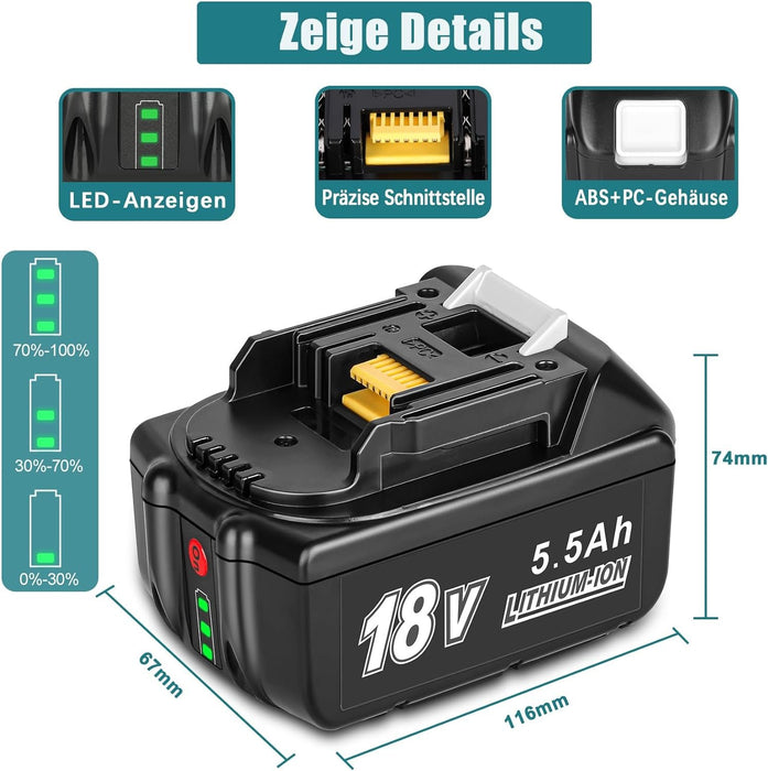 2BL1850B 5.5Ah+DC18RF 3.5A Li-Ion Ersatz-Ladegerät für Makita 14.4V-18V akku Chargere - Dasbatteries