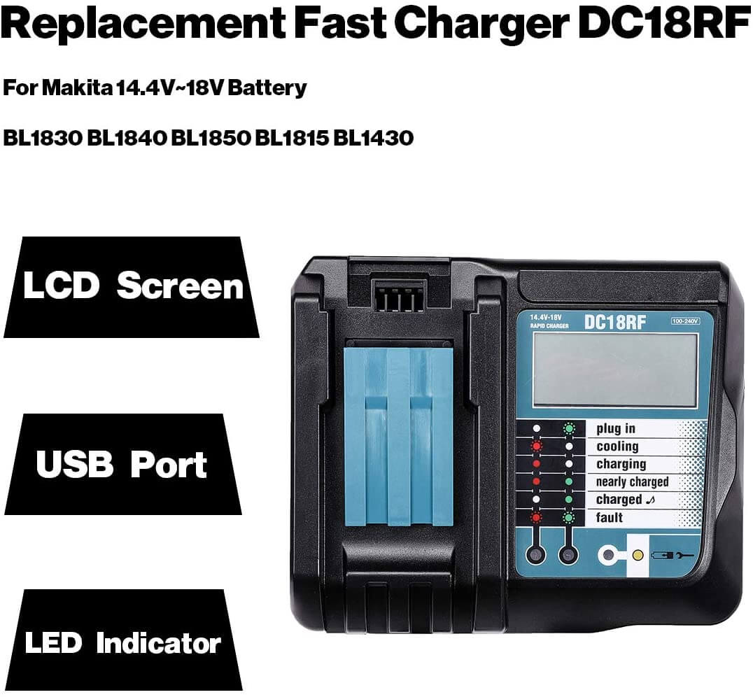 2BL1860 6.5A+DC18RF 3.5A Li-Ion Ersatz Ladegerät für Makita 14.4V-18V akku Ladegeräte - Dasbatteries